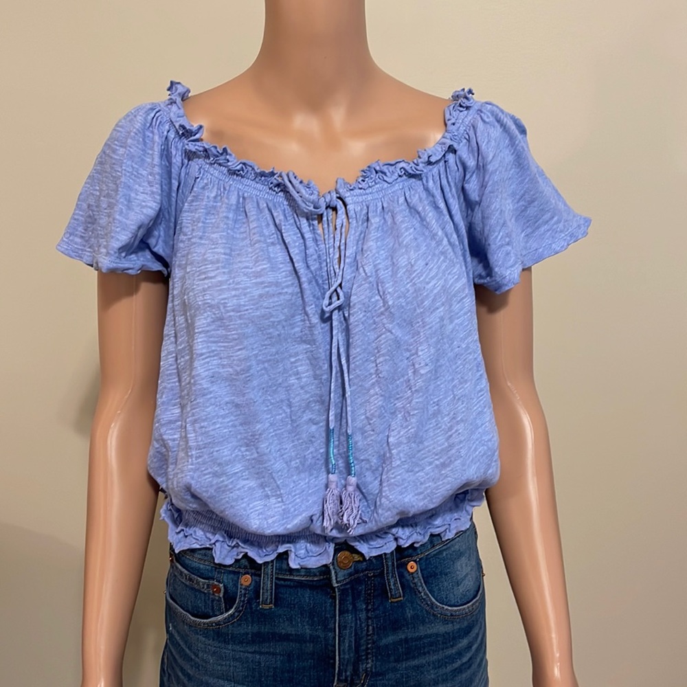 We the Free light blue off shoulder boho top size M
